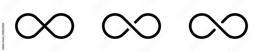 Vector illustration infinity. Isolate symbol of limitless. Icon set of eternity. Vector illustration infinity. Isolate symbol of limitless. Icon set of eternity.
