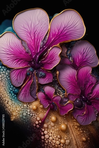Abstract floral alcohol ink texture  made with generative ai