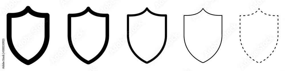 Shield icons set. Black signs of shields. Vector illustration. Abstract logo design Shield icons set. Black signs of shields. Vector illustration. Abstract logo design