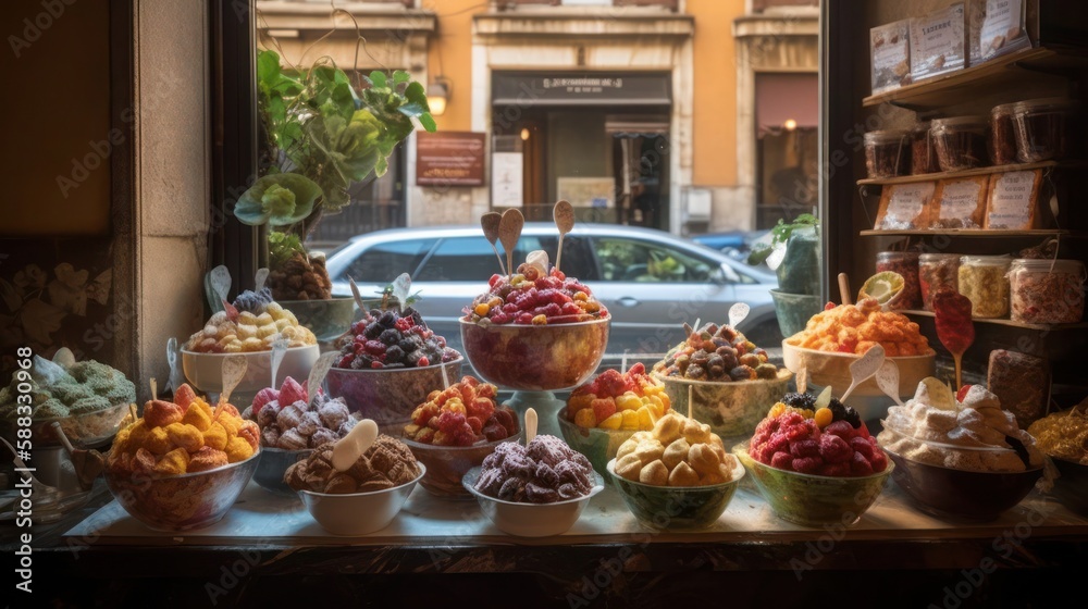 Ice cream, Italian gelateria, generative ai Ice cream, Italian gelateria, generative ai