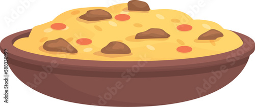 Gourmet pilaf icon cartoon vector. Dish food. Indian cooking