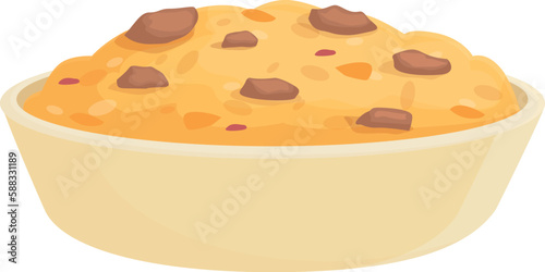 Uzbek pilaf icon cartoon vector. Dish food. Asian plate