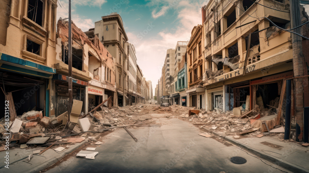 Desolate Streets: A City Ravaged by an Earthquake, Generative AI