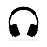 Headphones icon. Black headphones icon on white background. Music symbol. Vector illustration