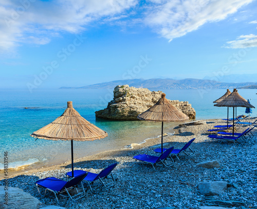 Summer morning Pulebardha beach (Albania).
