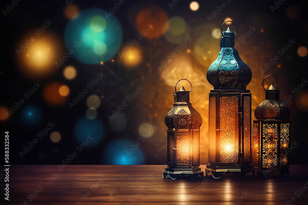 Ramadan background with bokeh effect copy text area generated ai Ramadan background with bokeh effect copy text area generated ai