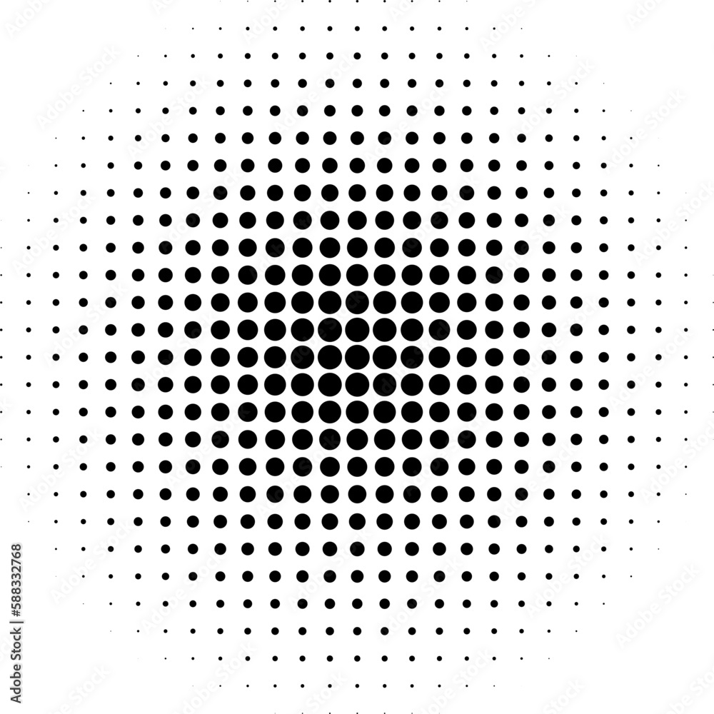 Halftone effect design element. Isolated vector dotted gradient circle