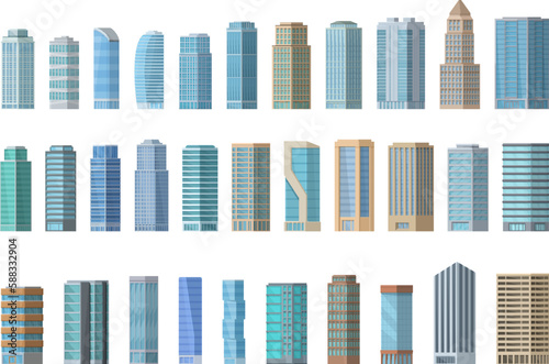 High buildings icons set cartoon vector. Business plan. Floor company