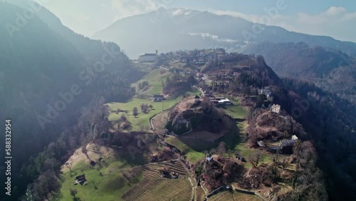 Drone flight above Pfafers Switzerland  photo