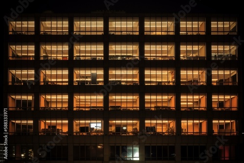 An office building at night Generative AI