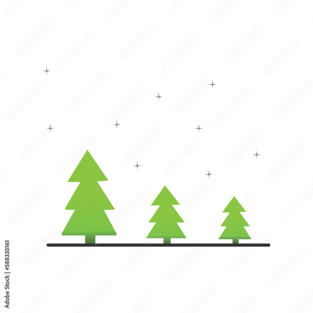 Obraz premium Pine tree illustration vector flat design template