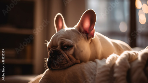 Portrait de Bulldog français qui nous regarde généré par IA © Sébastien Leichner