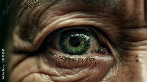 Close up eyes portrait of a senior person. Generative ai © Vika art