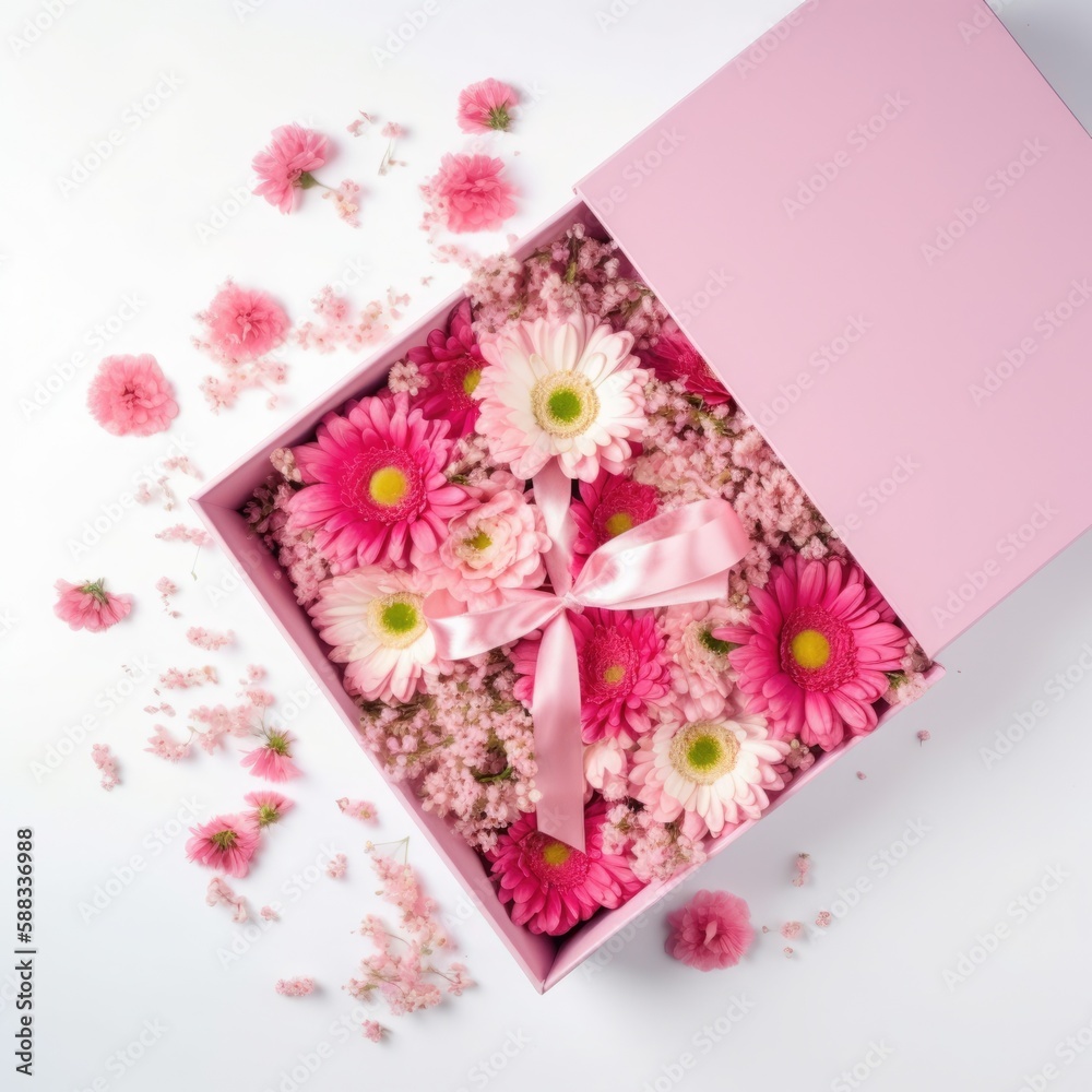 pink rose and box