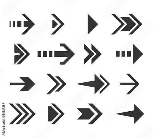 Big set of flat modern simple arrows isolated on white background. Collection of concept arrows for web design, mobile apps, interface and more. Cursor. Vector illustration, eps 10. 
