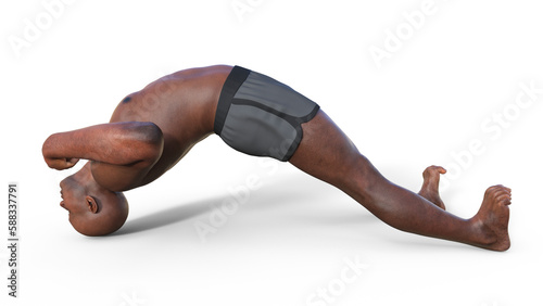 Canvas Print A 3D illustration depicting a black-skinned man suffering from tetanus, shown in