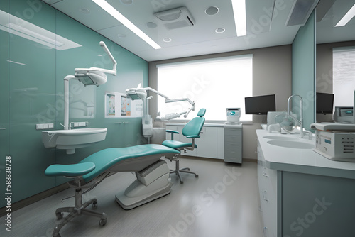 dental chair in hospital room,ai generative