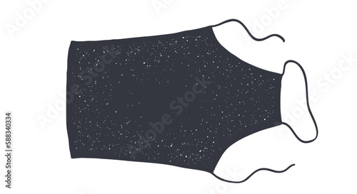 Black textured chefs apron. Kitchen design with hand draw apron. Wall decor, poster, sign, for quote, card, banner. Mockup of black chefs apron wit textura on kitchen for menu. Vector Illustration