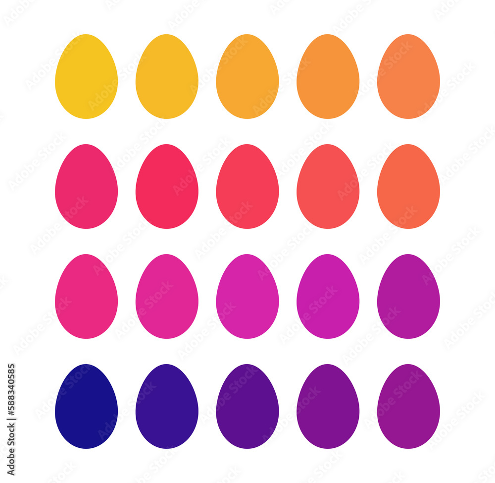 Easter eggs colorful flat design collection. Easter eggs icons illustration.