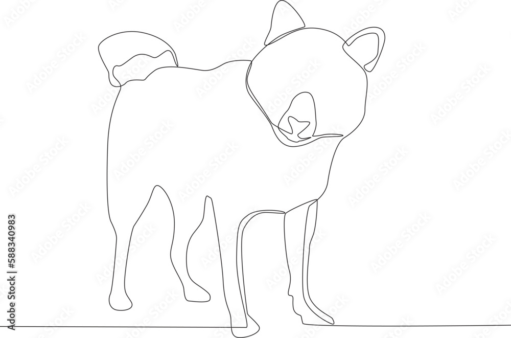 A cute cat with a short tail. Urban pet one-line drawing