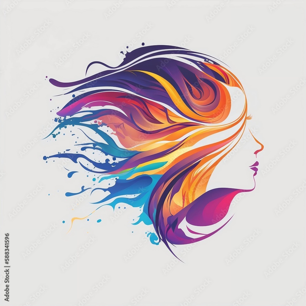 Logo for haircutter, fluid hair, Generative AI