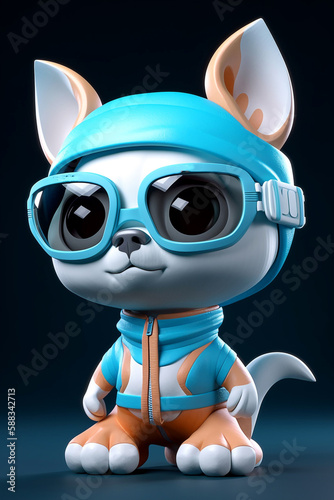 The Dreamy And Excited Dog Character In Stylish Ski Suit And Goggles Generative AI Digital Illustration Part 030423