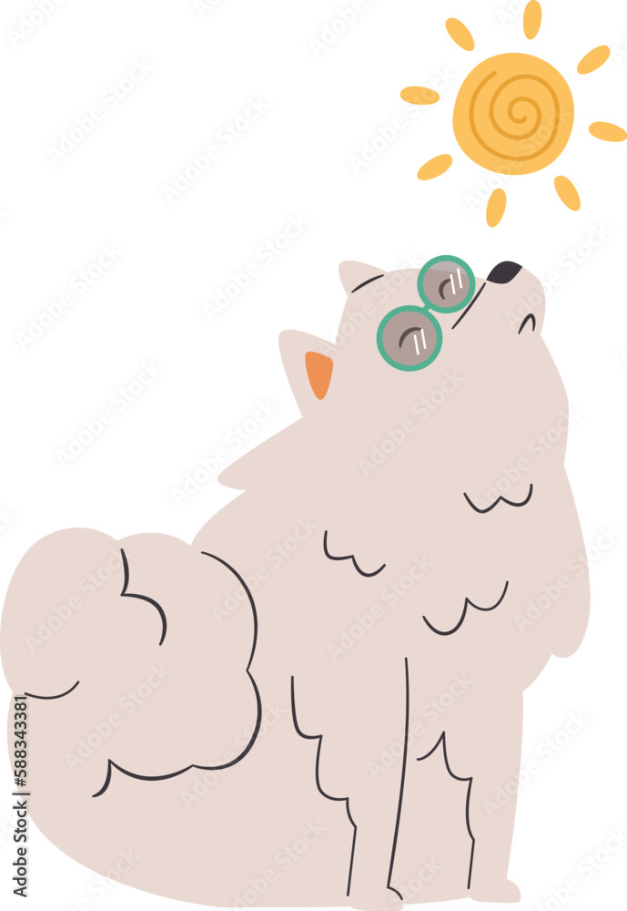 Fototapeta premium Howling Dog With Sun