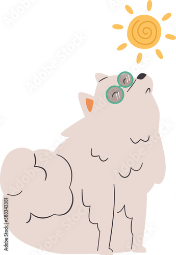 Howling Dog With Sun