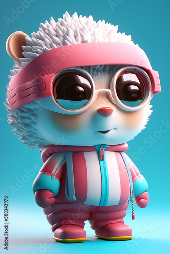 The Dreamy And Excited Hedgehog Character In Stylish Ski Suit And Goggles Generative AI Digital Illustration Part#030423