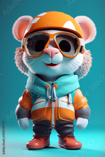 The Dreamy And Excited Nutria Character In Stylish Ski Suit And Goggles Generative AI Digital Illustration Part#030423