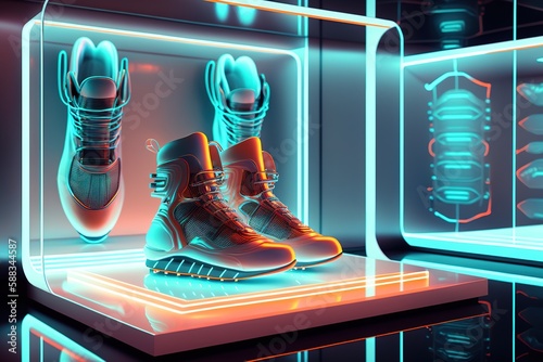 Futuristic, Shoe, Neon, Sci fi product, Generative AI
