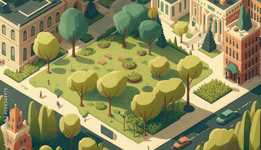 city park summer landscape ai generated