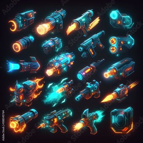 Obraz na płótnie space gun blaster video game ai generated