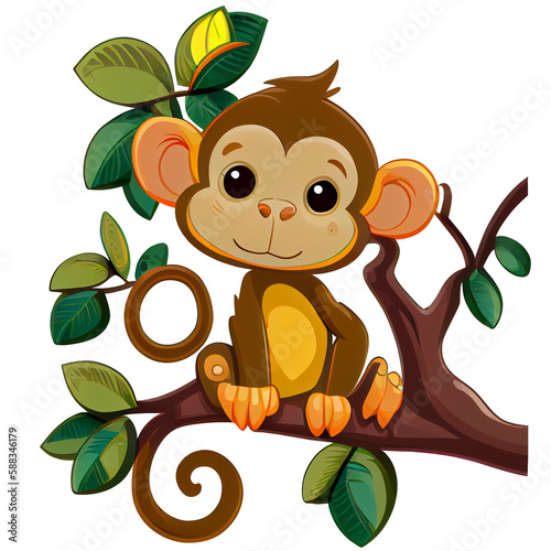 Colorful Monkey clipart  Monkey on transparent background  wall mate design  frame design  Generative AI