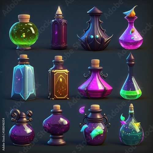 container potion bottle video game ai generated
