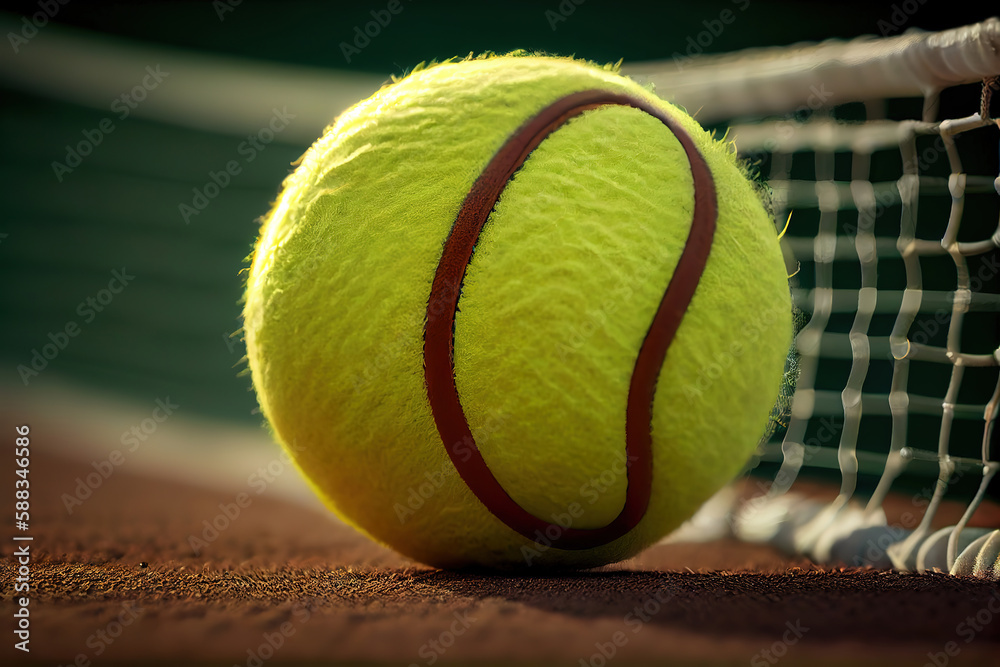Tennis ball is hitting the net. Generative Ai