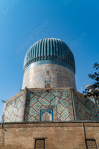 Dome of Gur Emir Mausoleum in Samarkand, Uzbekistan - tomb of Amir Timur Tamerlane. Ancient building exterior