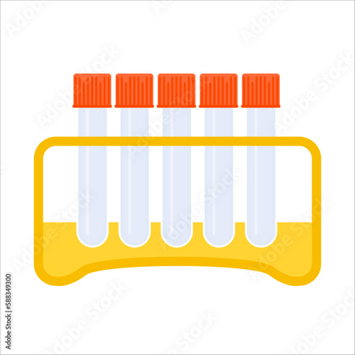 Laboratory tube rack with empty blood tubings. Research and medicine concept. Vector illustration.