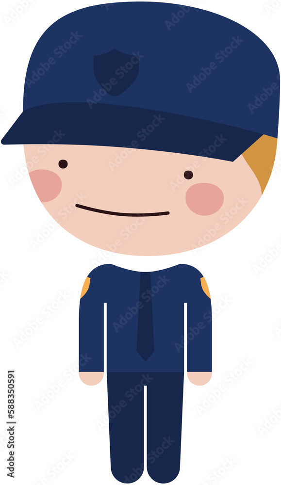 Hombre policía, agente urbano de seguridad, con corbata, gorra y uniforme azul Hombre policía, agente urbano de seguridad, con corbata, gorra y uniforme azul
