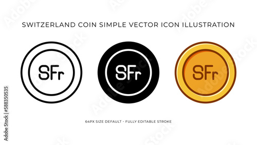 Switzerland Franc Coin Simple Vector Icon Illustration