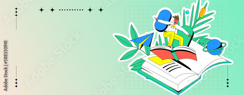 Quiet reading character flat vector concept operation hand drawn illustration
