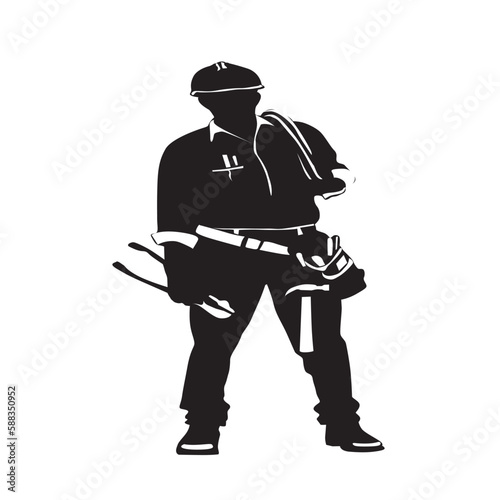 construction worker with tools vector illustration