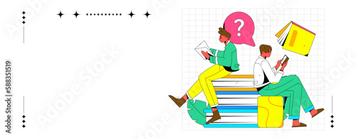 Quiet reading character flat vector concept operation hand drawn illustration

