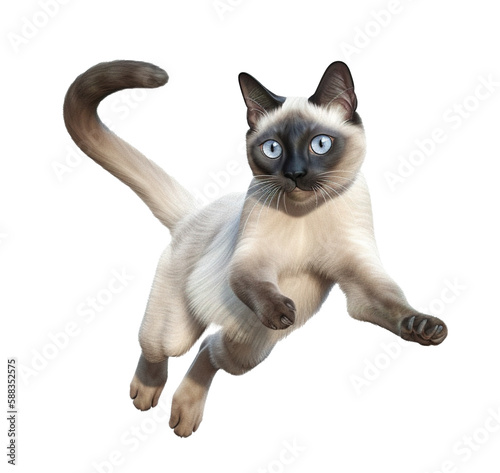 illustration of a Siamese cat on transparent background