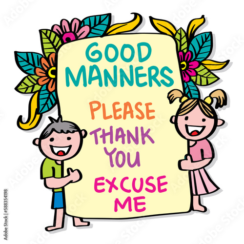 Good manner, educational posters for classroom. 