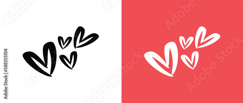 A red and white logo for a valentine's day red and white heart vector design heart set design  
