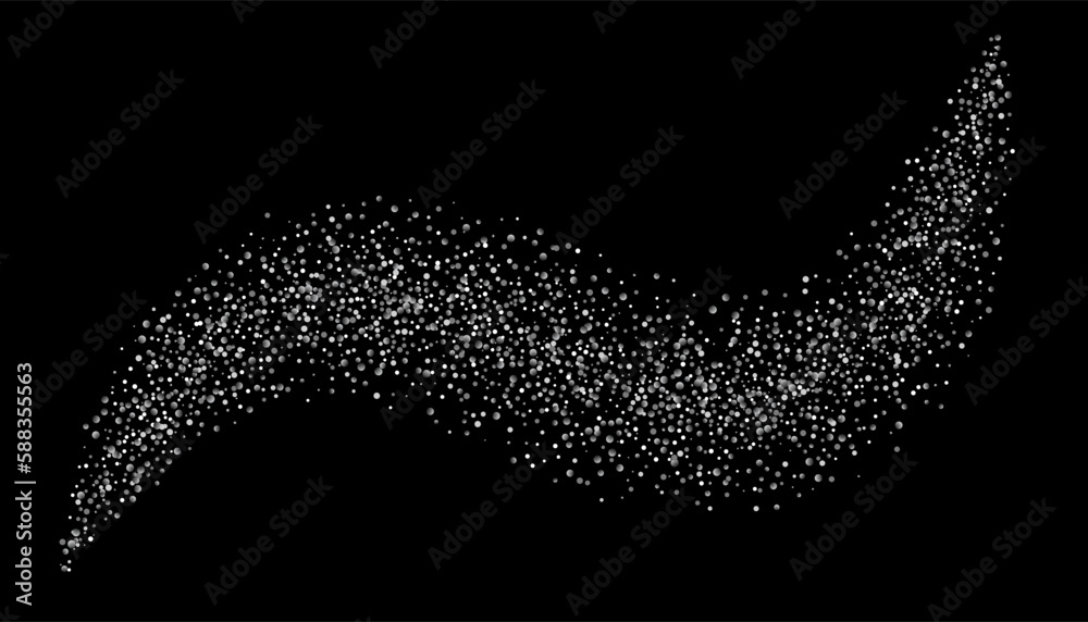 Silver glitter confetti on a black background. Shiny particles are scattered, sand. Decorative element. Luxury background for your design, postcards, invitations, vector Silver glitter confetti on a black background. Shiny particles are scattered, sand. Decorative element. Luxury background for your design, postcards, invitations, vector