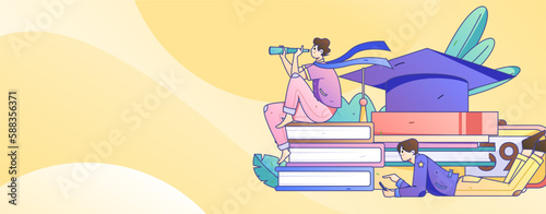 Quiet reading character flat vector concept operation hand drawn illustration
