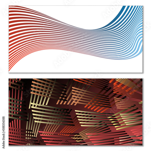 Wavy lines or ribbons. Multicolored striped gradient. Creative unusual background with abstract gradient wave lines for creating trendy banner  poster. Vector eps