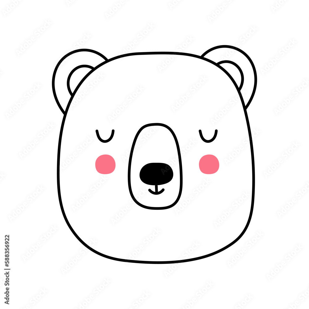 Bear Face Doodle. Vector illustration. Element for print, postcard and poster isolate on white background. Bear Face Doodle. Vector illustration. Element for print, postcard and poster isolate on white background.